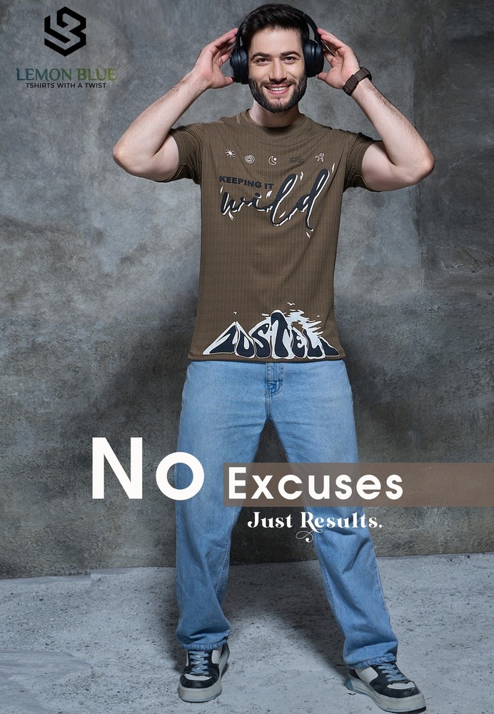 Mens Dark Color Half Sleeve With Puff Print T-Shirt - Color: Different Available