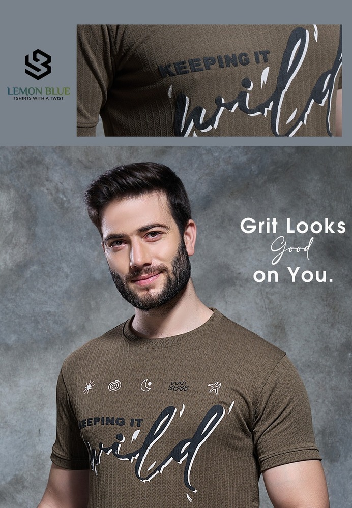 Mens Dark Color Half Sleeve With Puff Print T-Shirt