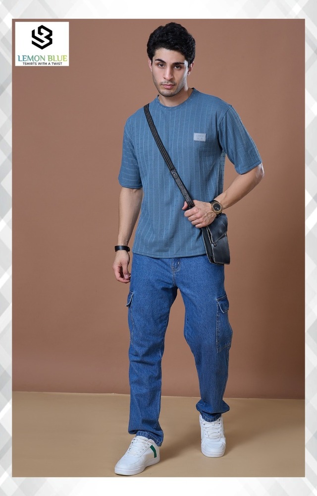 Mens Blue  Oversized T-Shirt