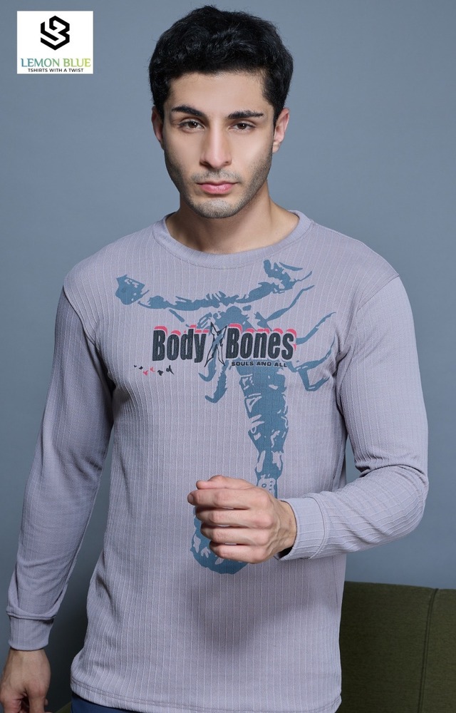 Mens Full Sleeve With Puff Print T-shirt - Color: Different Available