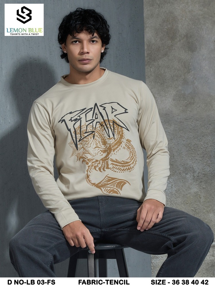 Mens Full Sleeves Printed Round Neck T-Shirt - Color: Different Available