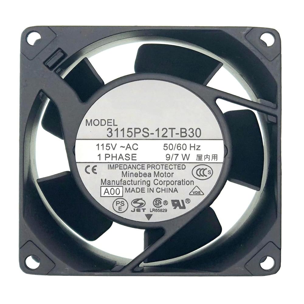 NMB MAT 3115PS-12T-B30 115V-AC 50/60HZ 9/7W 3200RPM 8CM Size 8038mm METAL Industrial Axial FanNMB MAT 3115PS-12T-B30 115V-AC 50/60HZ 9/7W 3200RPM 8CM Size 8038mm METAL Industrial Axial Fan