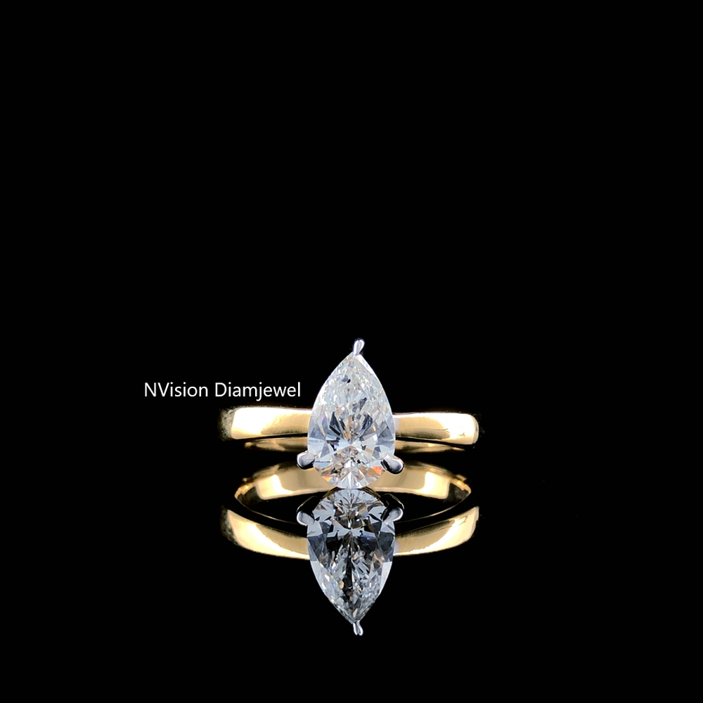 The Dripping Iconic Pear Natural Solitaire Ring - Diamond Carat Weight: 1.00 Carat