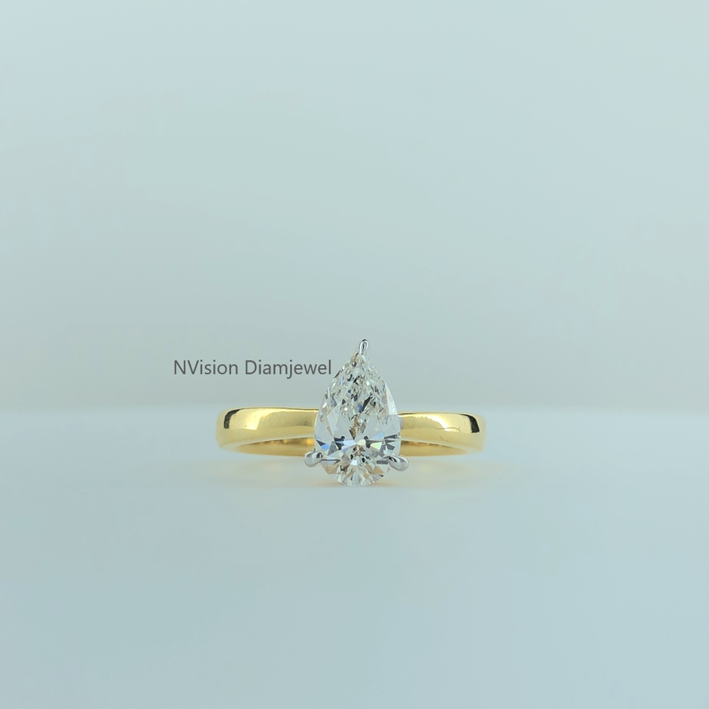 The Dripping Iconic Pear Natural Solitaire Ring