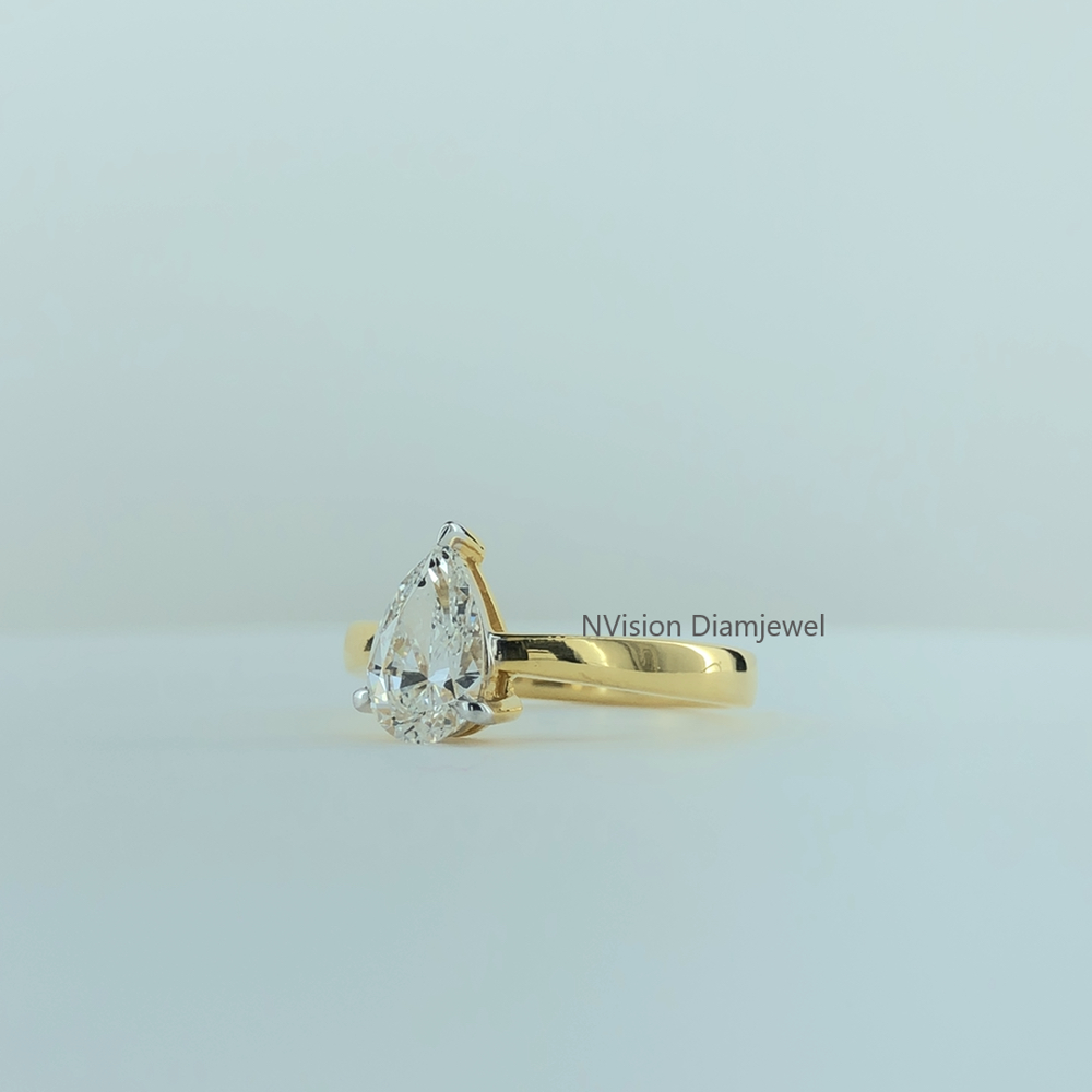 The Dripping Iconic Pear Natural Solitaire Ring