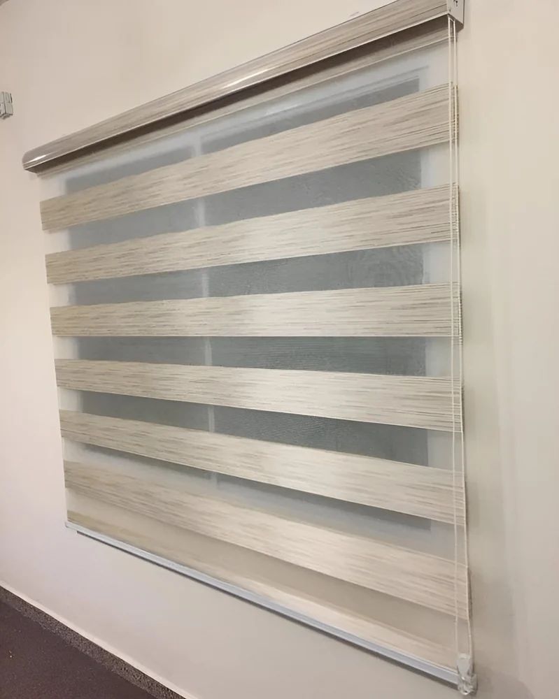 Zebra Window Blind - Fiber Blend, Vertical Pattern | Modern Brown Design For Home & Office Use