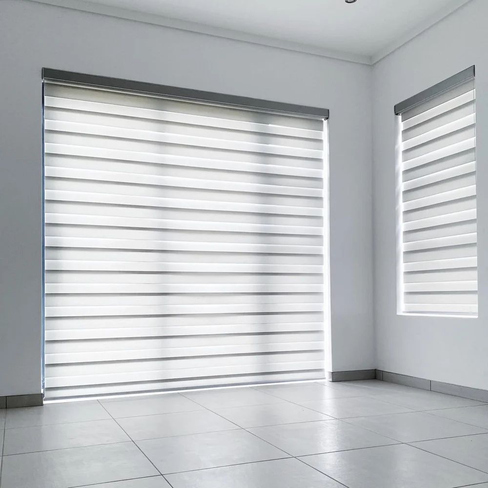 Zebra Window Blind - Fiber Blend, Vertical Pattern | Modern Brown Design For Home & Office Use