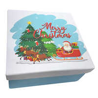 8x8x4 Inch Merry Christmas Hamper Box - Color: Multicolor