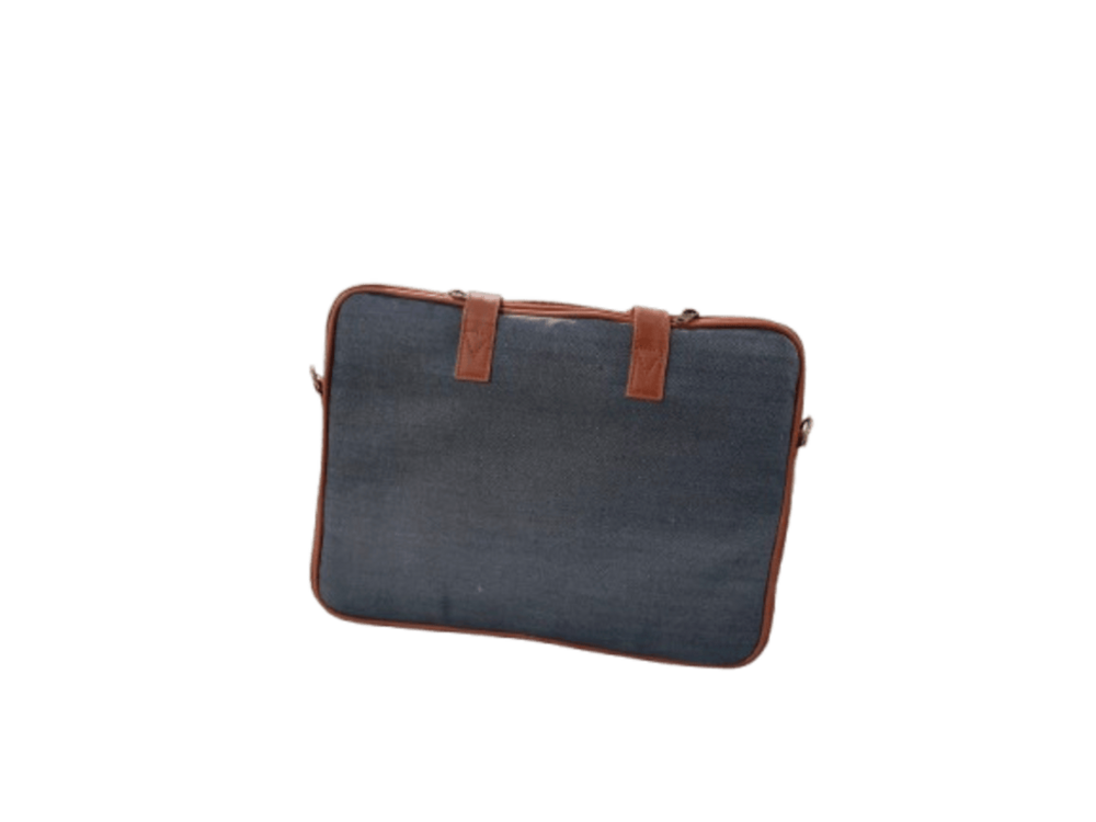 Brown Leather And Cot Laptop Bag - High-quality Leather, Customizable Design, Office Use | Spacious Interior For Laptop And Essentials, Elegant Brown Color