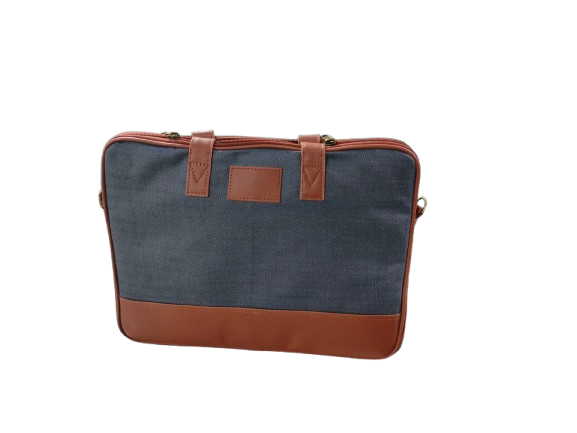 Brown Leather And Cot Laptop Bag - High-quality Leather, Customizable Design, Office Use | Spacious Interior For Laptop And Essentials, Elegant Brown Color