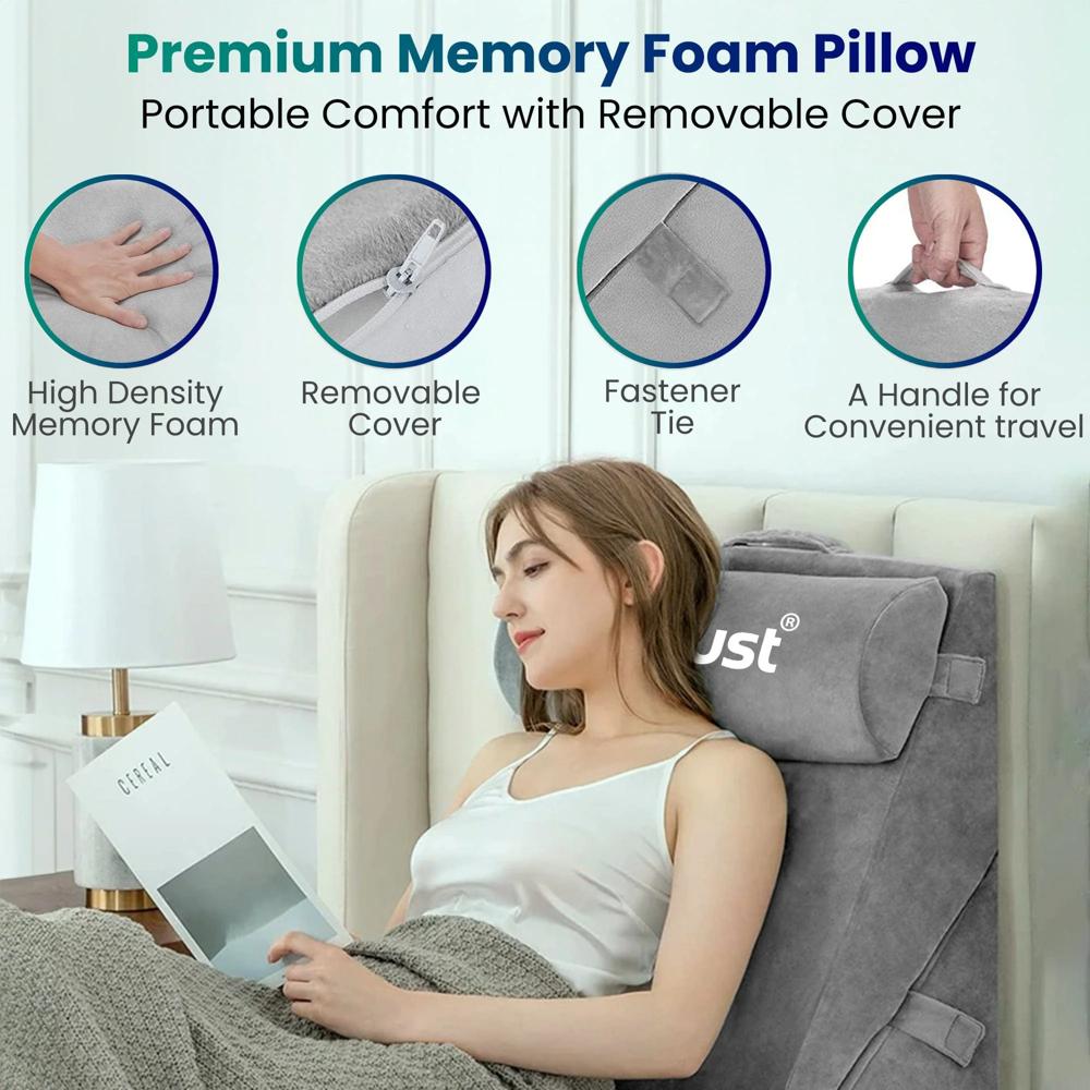 Dr Trust Usa Advanced Adjustable  Memory Foam Bed Wedge Pillow  With Head Rest Cushion - 354