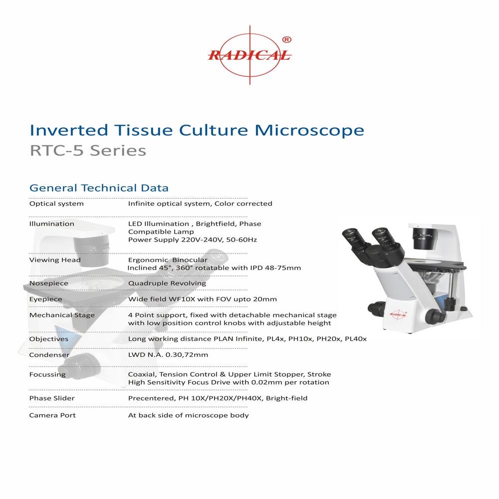 Tissue Culture Microscope Rtc-5 - Application: Testing & Measurement