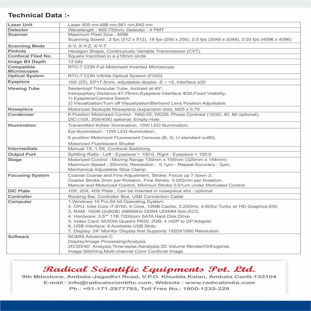 CONFOCAL MICROSCOPES RTC-7 CON