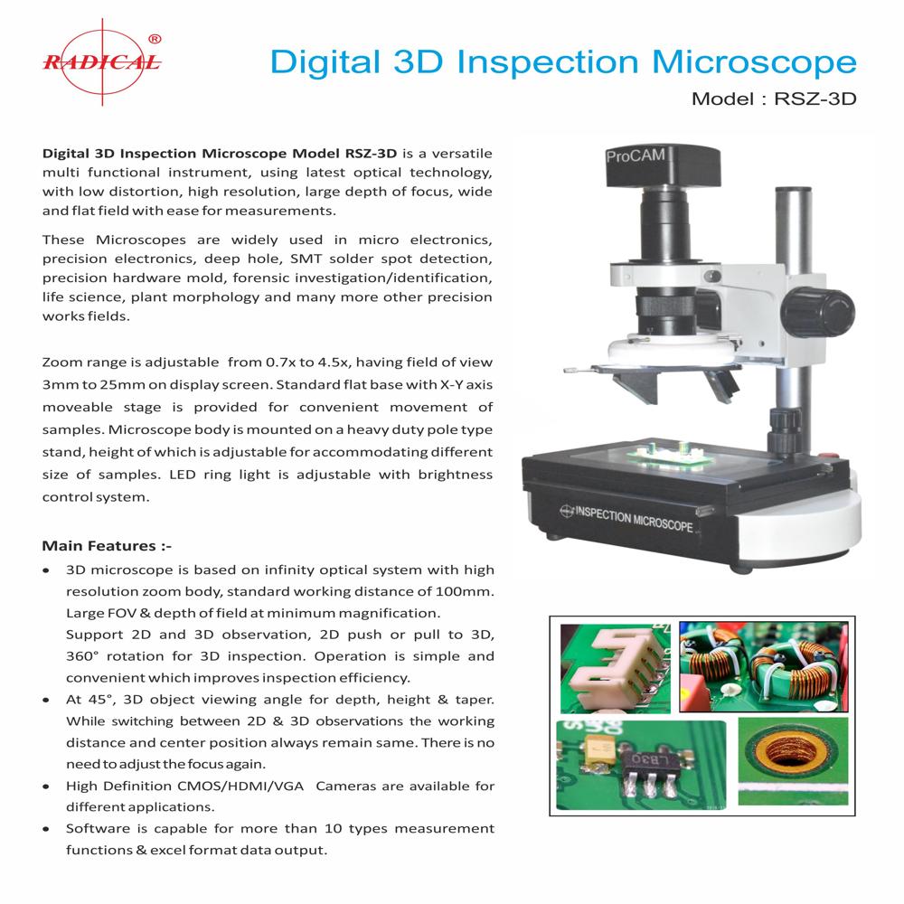 Digital 3d Inspection Microscope Rsz-3d - Application: Large Depth Of Focus