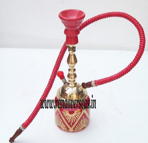 Red Hukkah In Metal And Glass Combination
