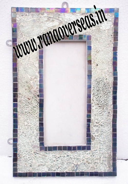 Wooden Mirror Frame - 5x7, 6x8, 8x10, 10x12, 12x14 Inch | Antique Imitation, Carved Finish, Custom Colors, Glass Mosaic Beads