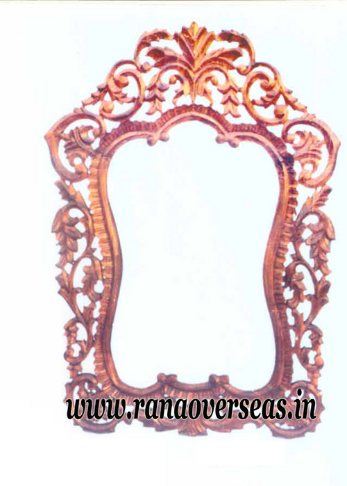 Wooden Mirror Frame - 5X7, 6X8, 8X10, 10X12, 12X14 Inch | Antique Imitation, Nautical Folk Art, Polished Finish, Carved Design