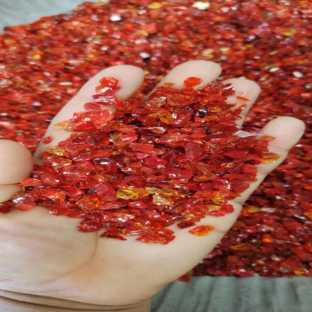 Resin Art Work Used Special Red Glass Chips / Terrazzo Flooring Used Red Glass Chips - Hardness: Rigid