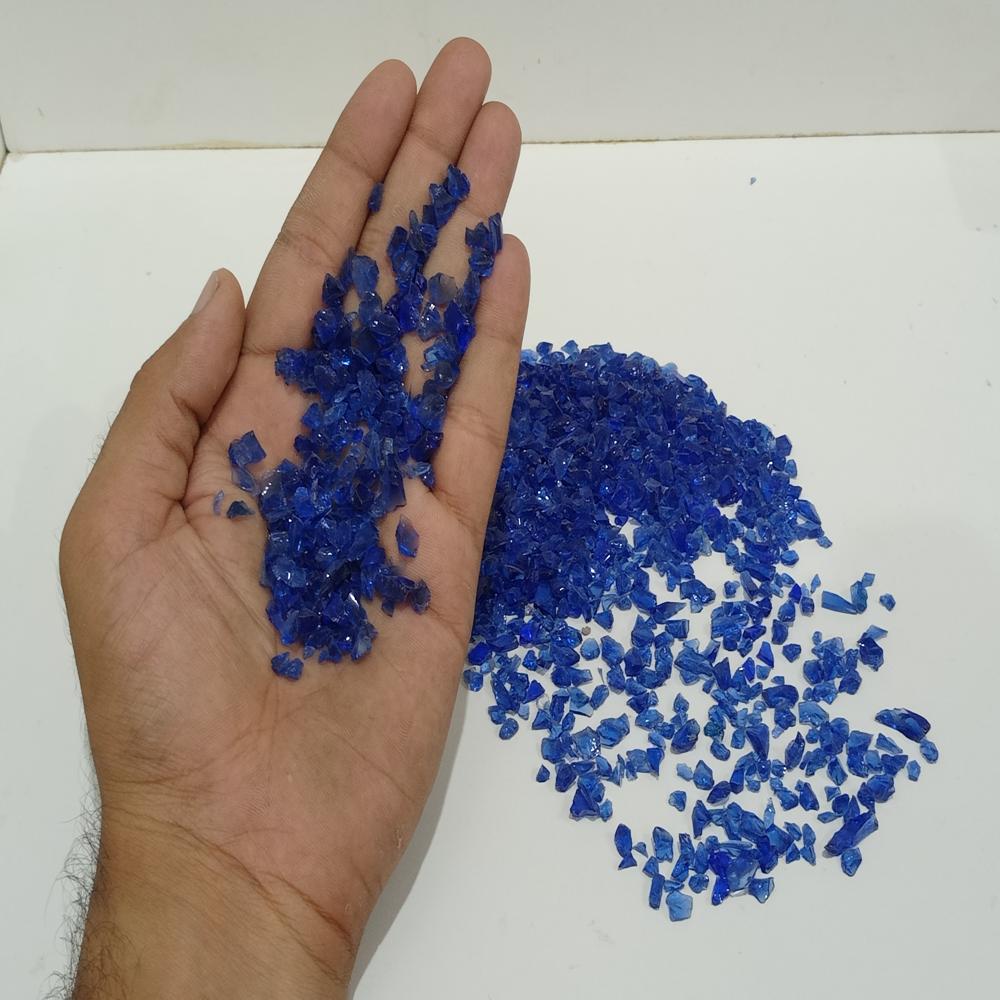 Dark Blue Glass Chips - Hardness: Rigid