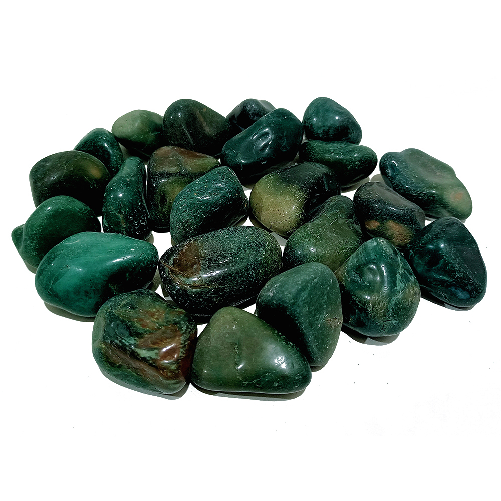 Dark Green Polished Pebble Stone - Shape: Round / Semi-Round / Oval