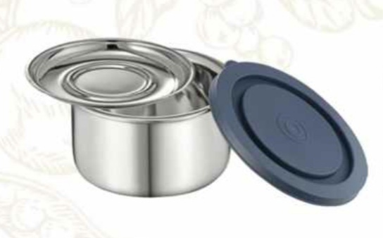 Double Wall Dabbi With Lid - Color: Silver And Black