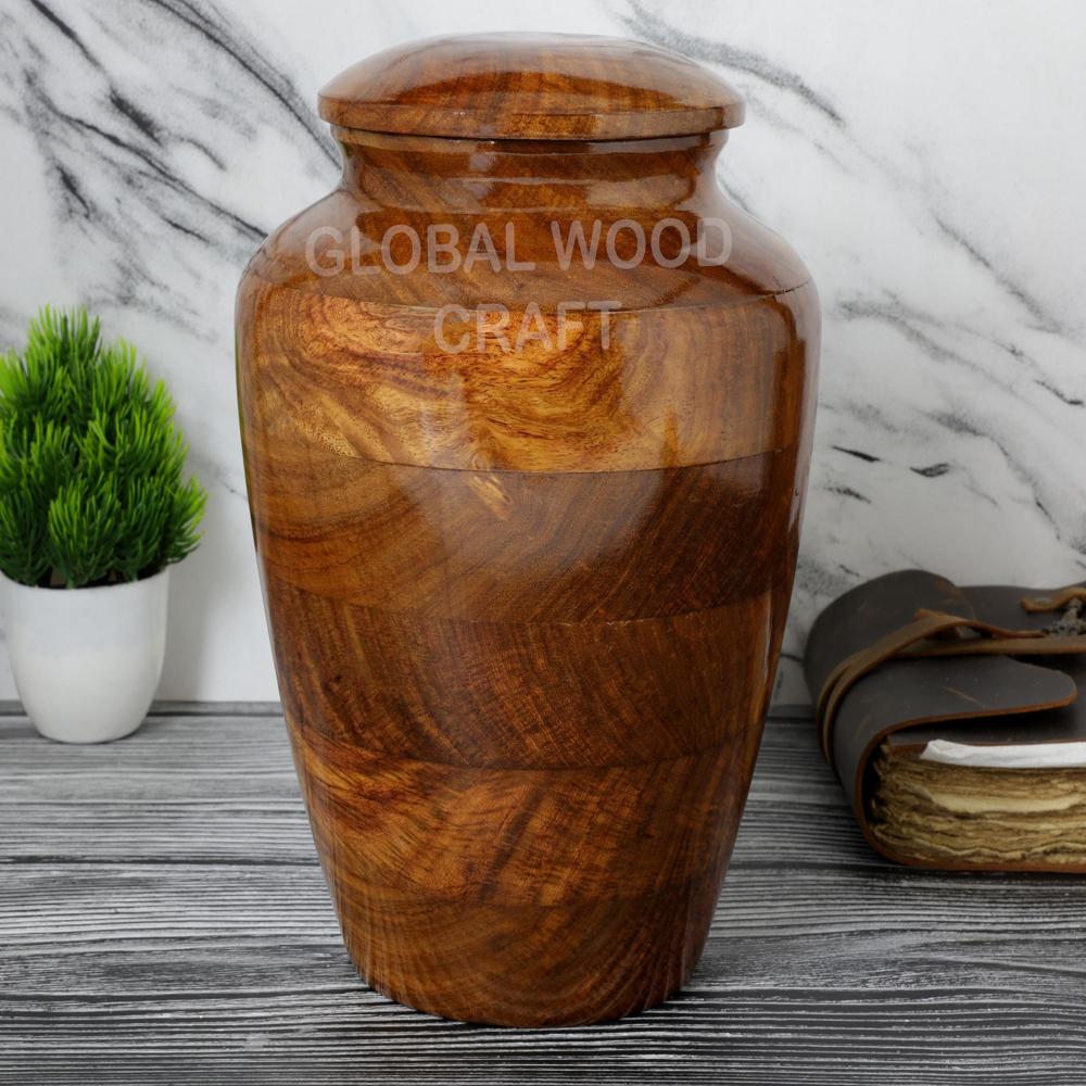 Best Selling Wooden Urns Oval Shape - Memorial Wood Urns - Finishing: Polishing