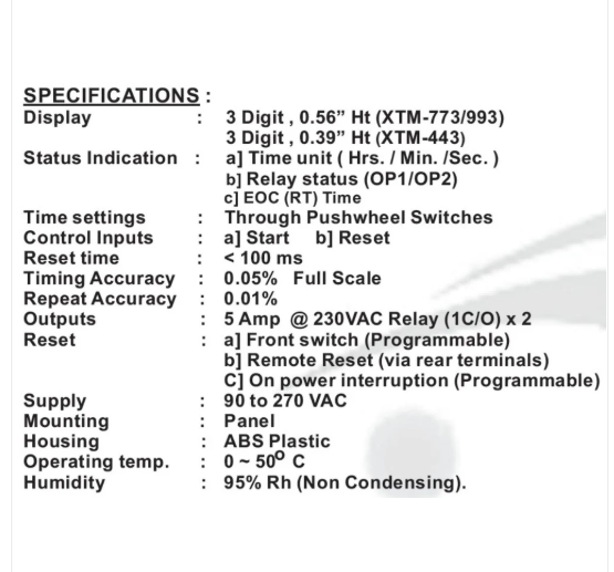 Xtm 773 Preset Timer With Push Wheel Switch - Color: Black