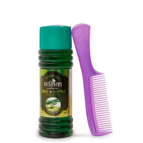 400Ml Manik Ayurvedic Lauki Hair Oil With Comb For Stree Relief And Anti Dandruff - Features: Bottle