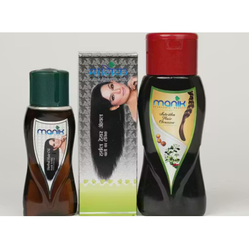 100Ml Manik Herbak Hair Oil With 200Ml Manik Herbal Satreetha Shampoo - Color: Heena