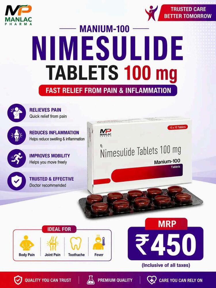 Nimesulide Tablet 100Mg - Drug Type: General Medicines