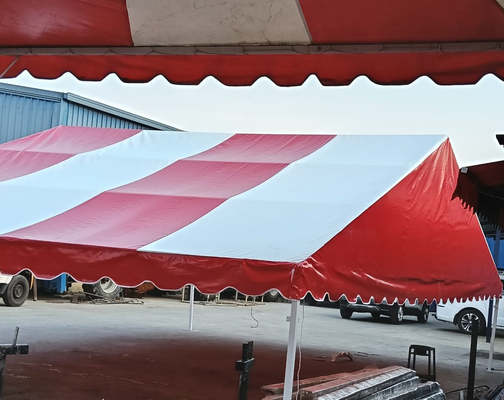 Pole Supported Tent - Color: Red And White