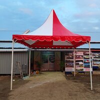 Pole Supported Tent - Color: Red And White