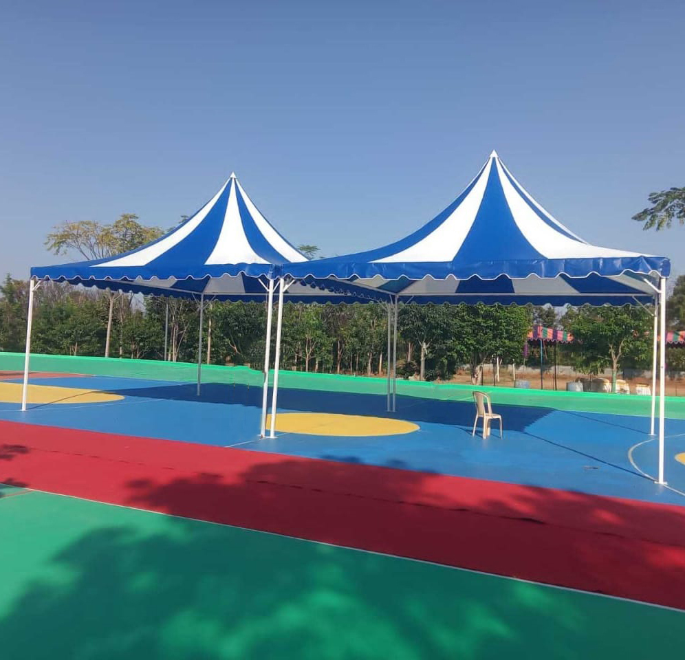 Pvc 16 Feet Blue Mild Steel Pagoda Tent - Design Type: Standard