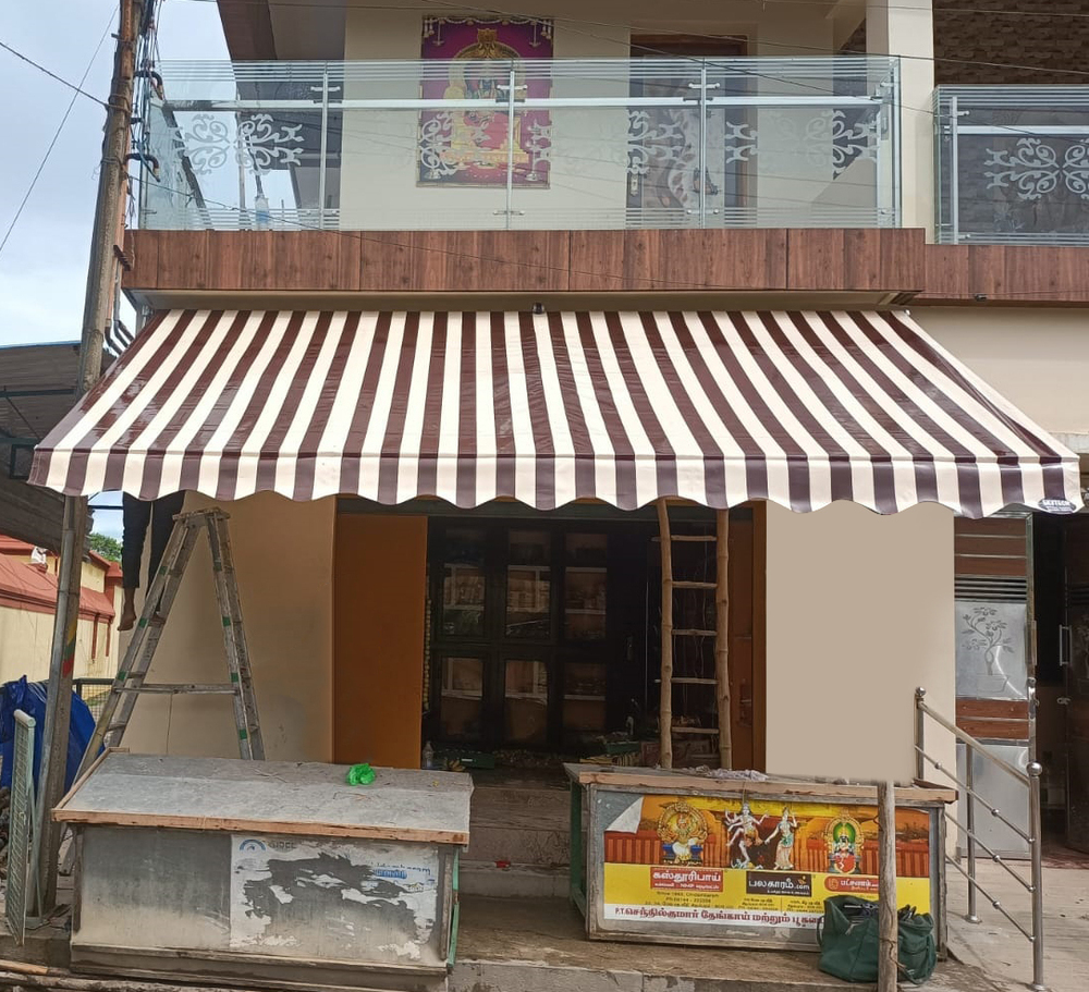 Pvc Shade Awning - Color: Brown & White