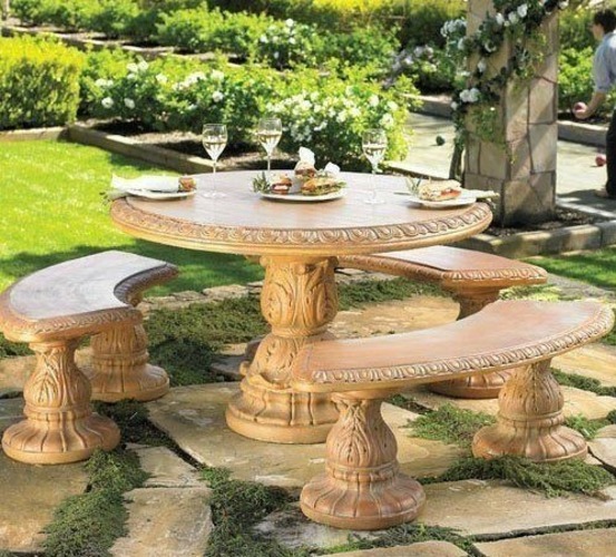 Sandstone Garden Benches - Color: Brown