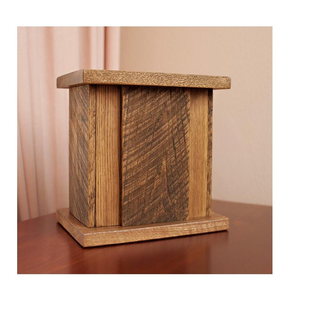 Square Shape Wooden Urns & Funeral Memorial Urns From India - Color: Natural Finished