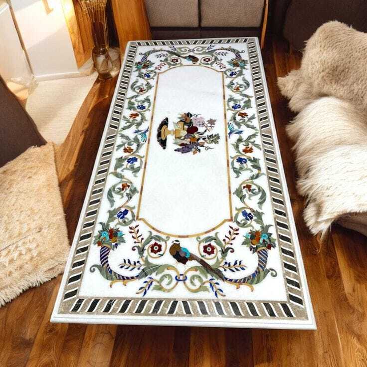 Marble Inlay Coffee Table - Color: Multicolor