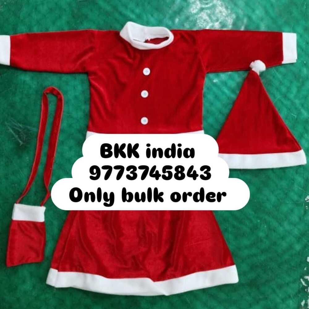 Ladies Santa Dress Velvet - Color: Red With White Fur Trim