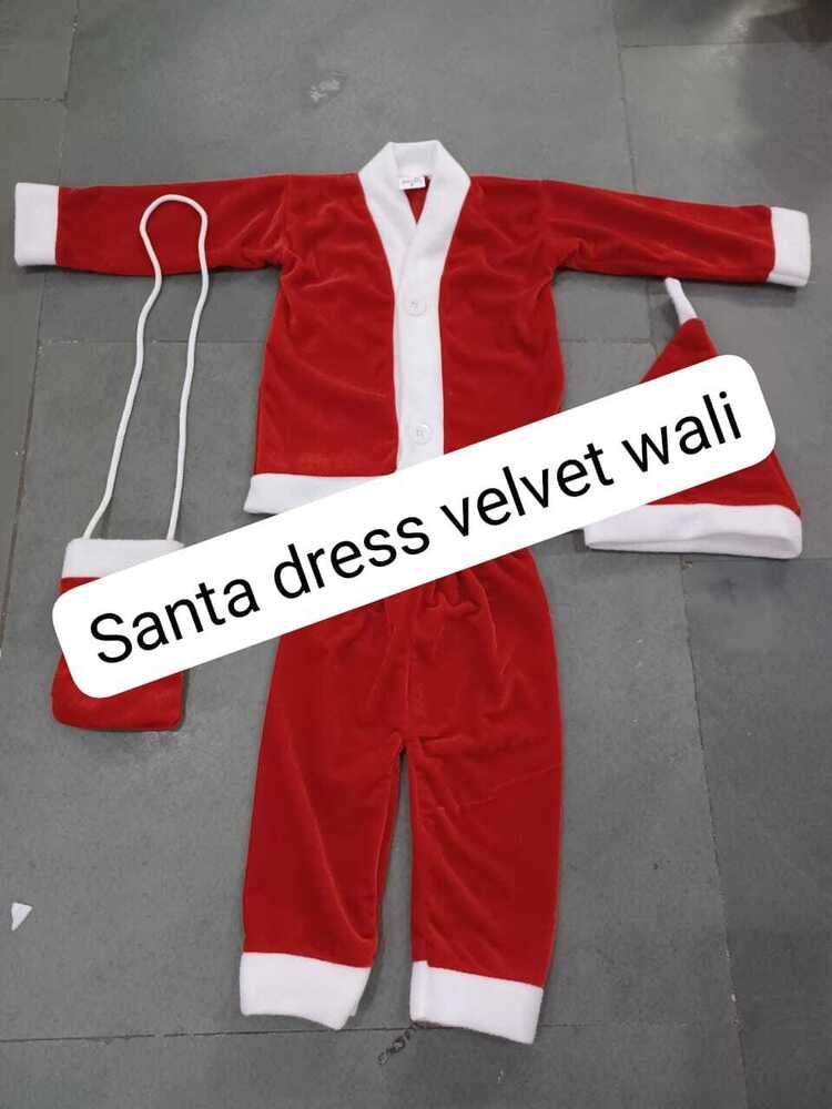 Santa Velvet Dress - Color: Red With White Fur Trim