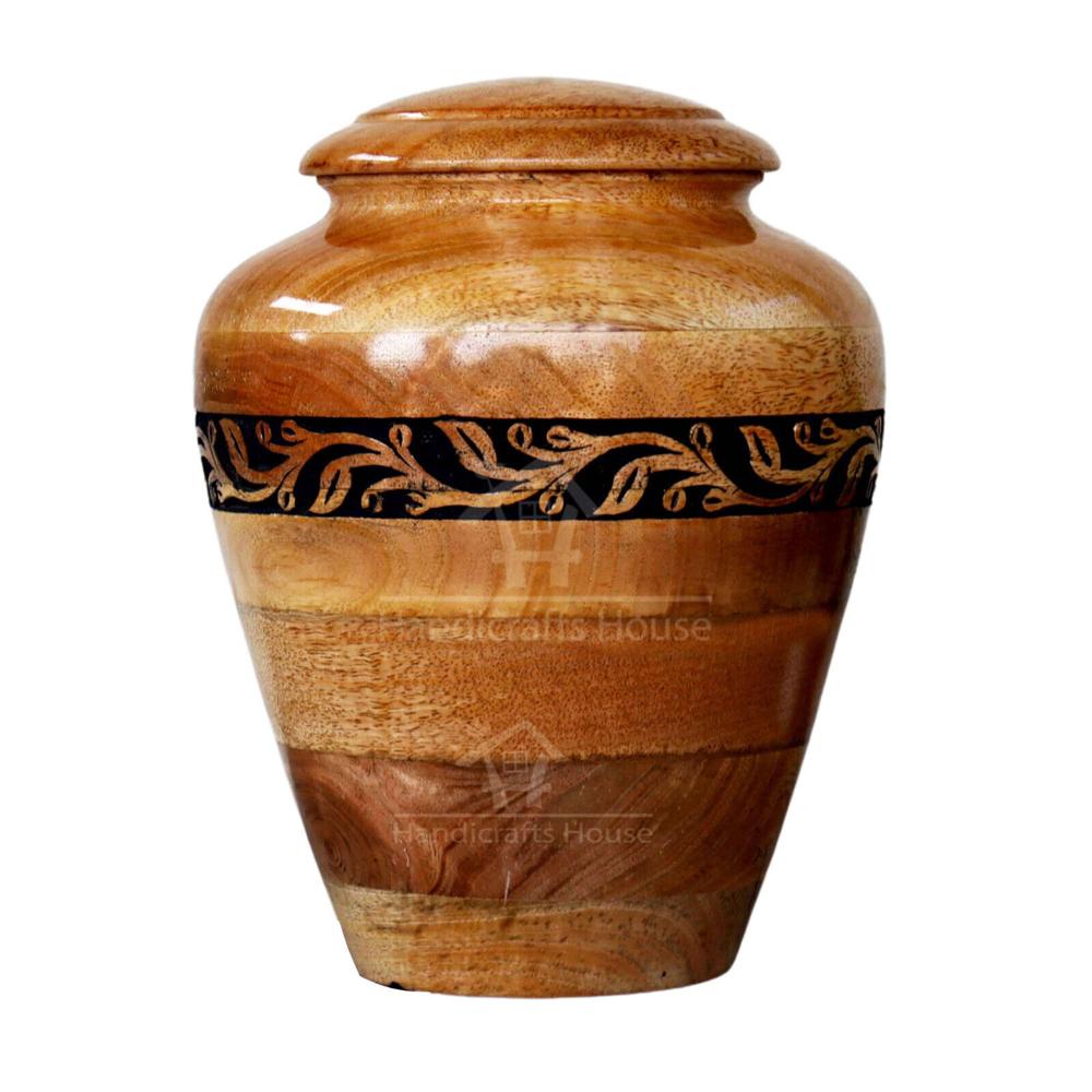 Round Shape Wooden Urns for Human Ashes