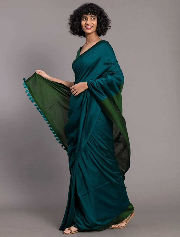 Green Contrast Saree