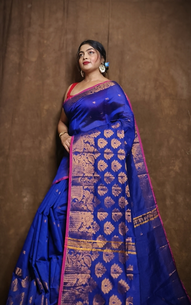 Navey Color Handloom Saree - Color: Different Available