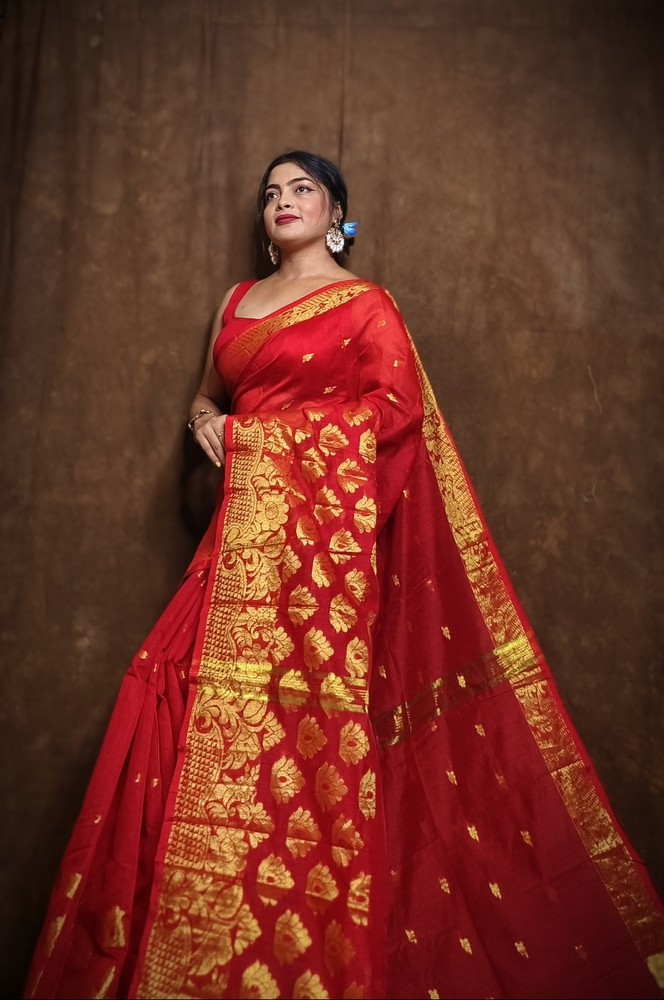 Red Color Handloom Saree - Color: Different Available