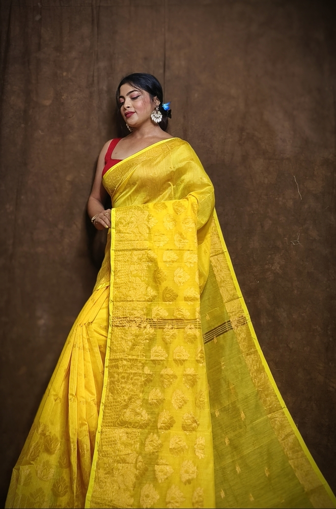 Yellow Color Handloom Saree - Color: Different Available