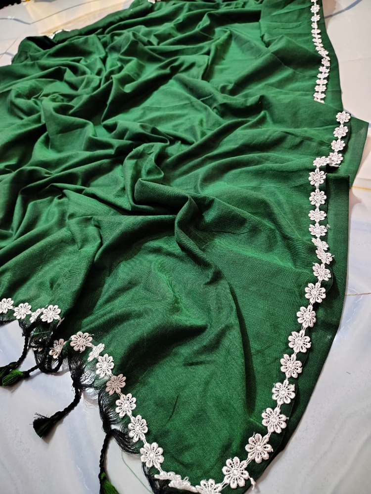 Green Color Khadi Lace Par Saree - Color: Different Available