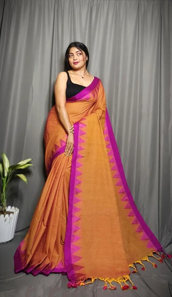Brown Color Pyramid Handloom Saree - Color: Different Available