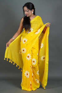 Yellow Color Sunflower Printed Saree - Design: Attractive