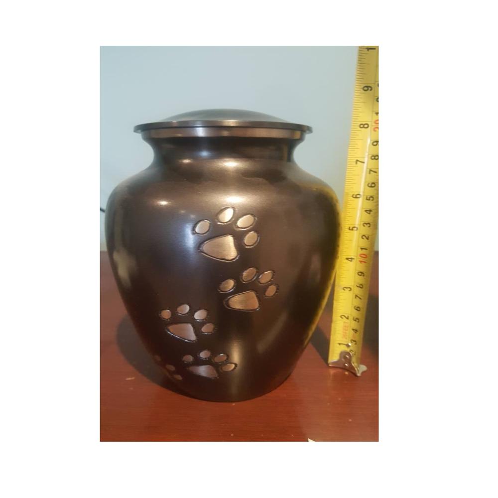 Paw Printed Design Keepsake Pet Urns Brass Metal Finished