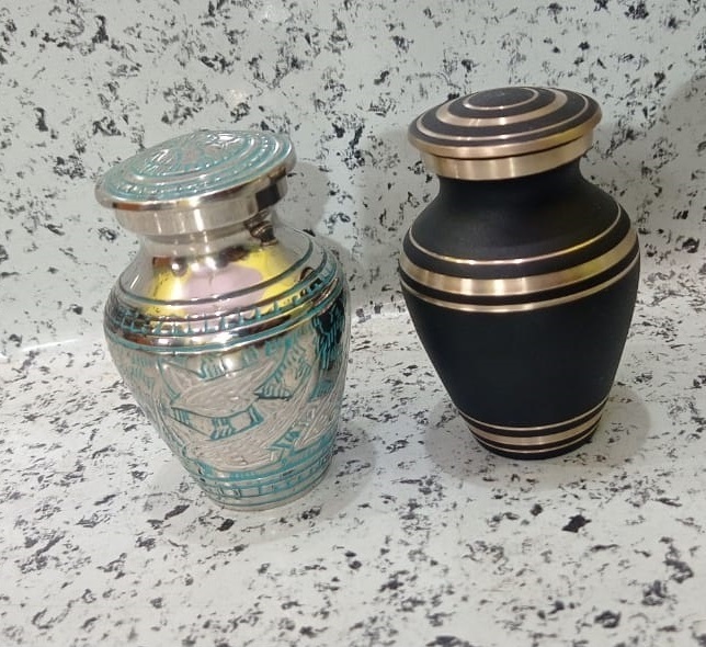Premium Black & Gold Brass Cremation Urn for Human Ashes