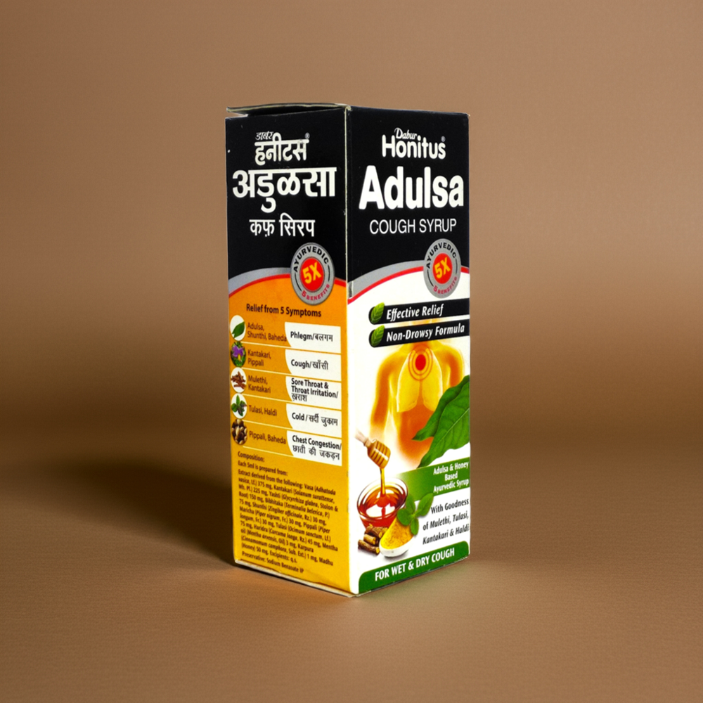 Dabur Honitus Adulsa Cough Syrup 100ml - Age Group: For Adults